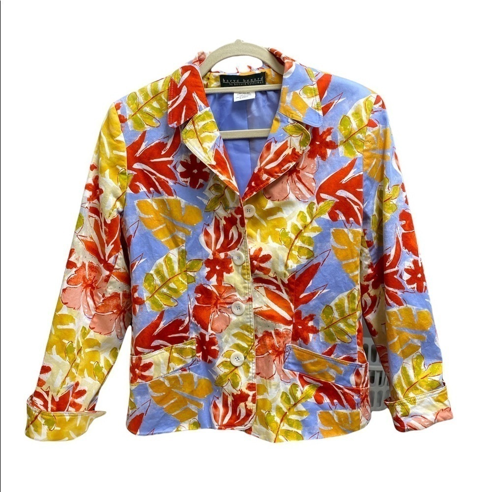 Harve Benard by Bernard Holtzman button up jacket lined long sleeve floral Sz 10